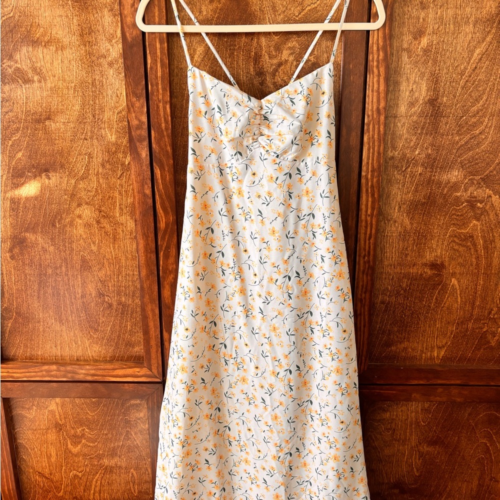 Lascana Floral Midi Dress in Cream and Yellow - Picture 2 of 8